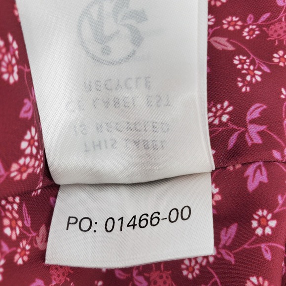 Outerknown Red Floral Print V Neck Short Sleeve Mini Dress Lightweight XS - Picture 8 of 9